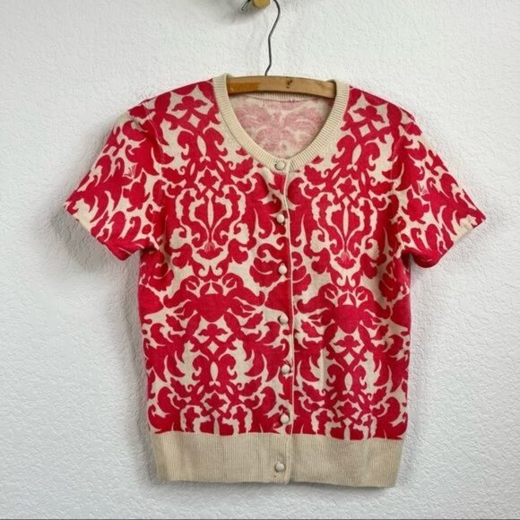 Lilly Pulitzer Fleur De Lis Cashmere Cardigan Sweater - Picture 1 of 8
